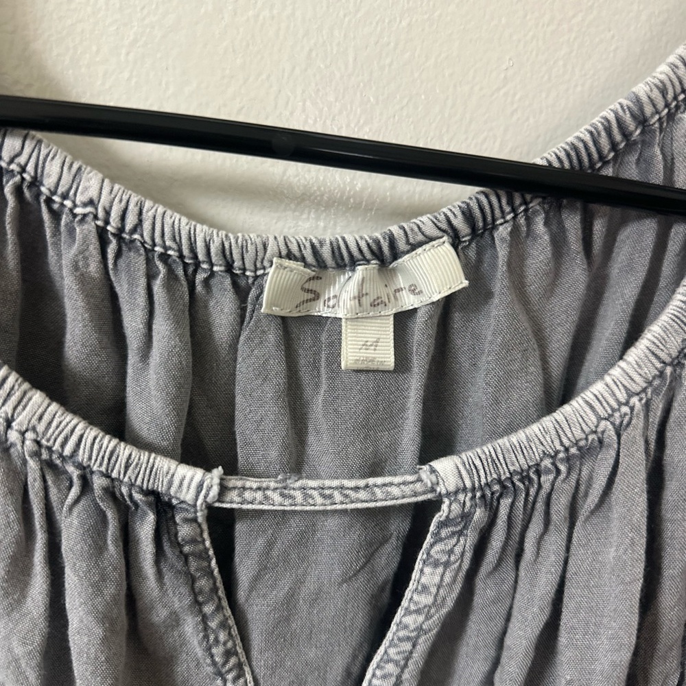 Solitaire for Anthropologie Grey Embroidered Boho Blouse - Picture 5 of 9